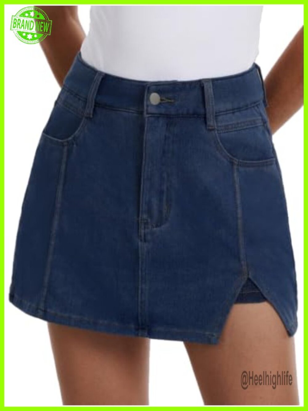 Women's Denim Skort High Waisted A-Line Mini Skirt Built-In Shorts Casual